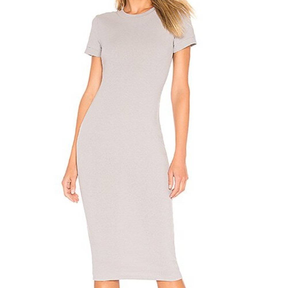 Super Down Betti Ribbed Midi Dress in Heather Gray - XS